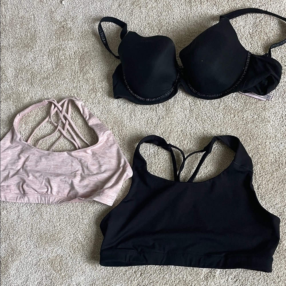 Victoria's Secret Black & Blush Sports Bra and Bra Set
